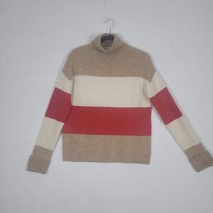 C&C California Color Block Wool Blend Turtleneck Pull-over